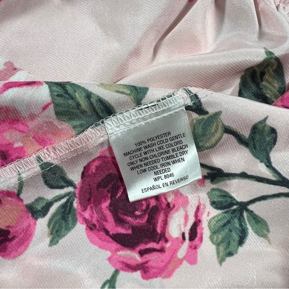 Thalia Sodi Women Pink Floral Satin Robe Kimono Tie Front Size S/M - Picture 5 of 6